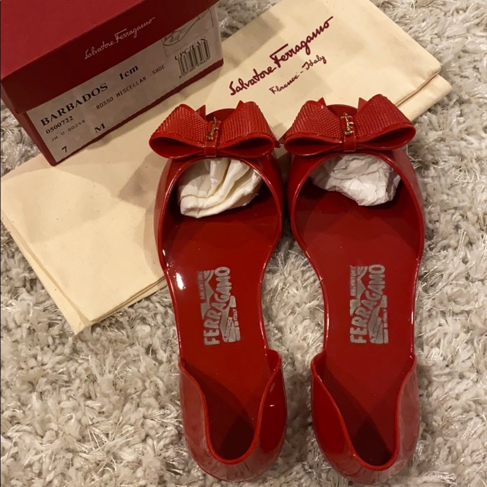 Authentic red Salvatore Ferragamo jelly sandals